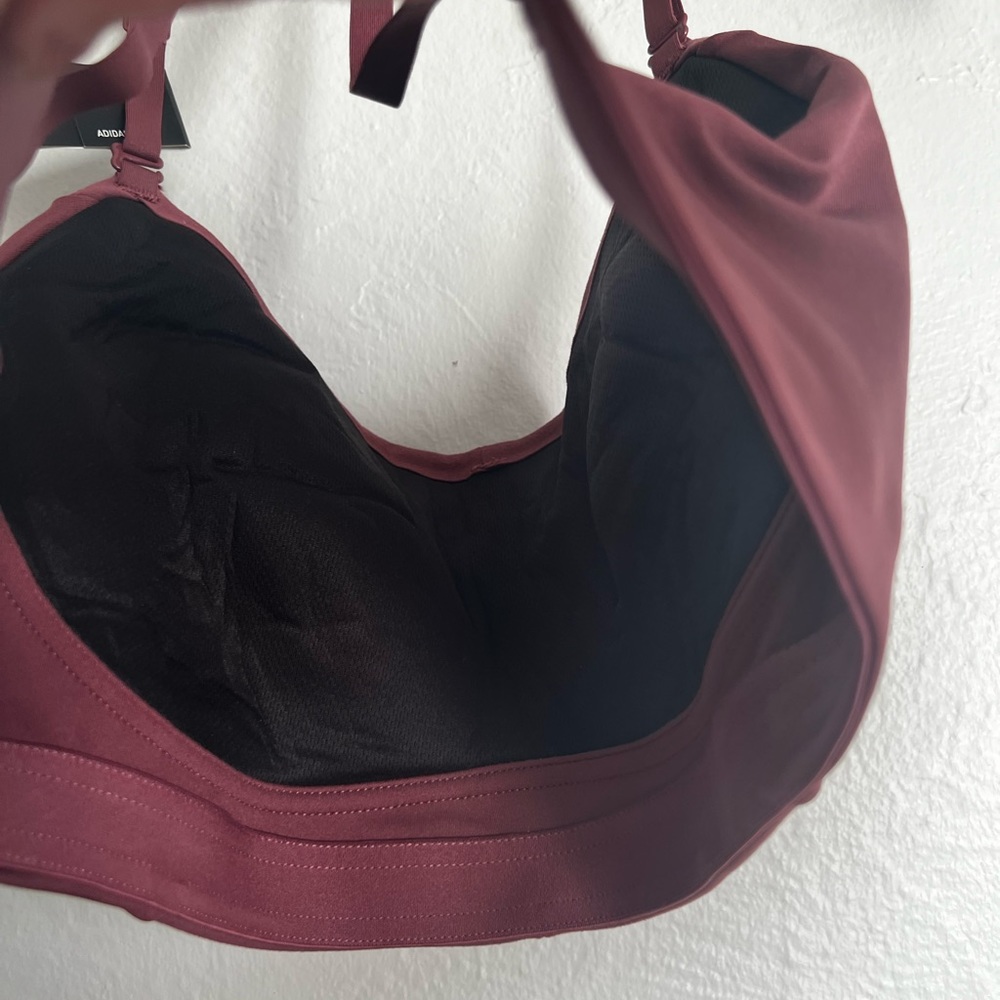 NWT adidas yoga studio light-support 3-stripes bra burgundy size XSDD - Picture 10 of 11